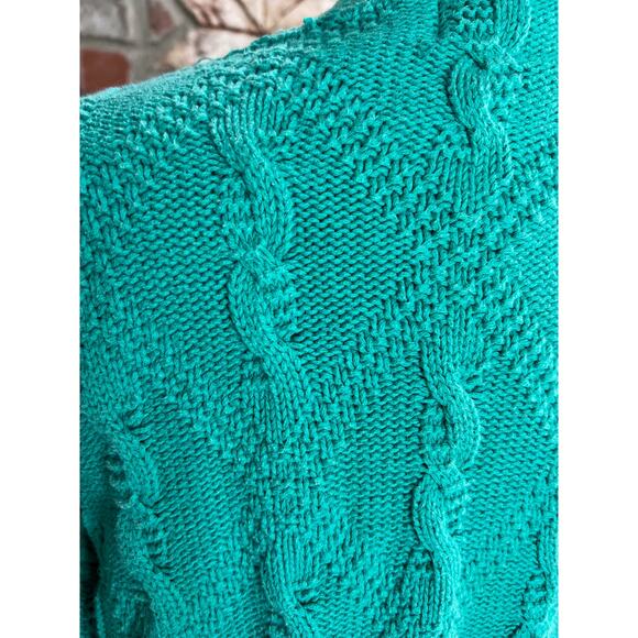 sweater cardigan cabled distressed grunge green - Picture 7 of 12